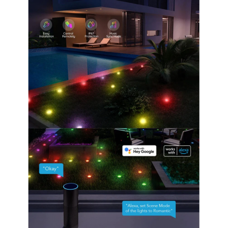 Kit Iluminat Gradina 14M cu Lumini Colorate RGB, Control Telefon, Alimentare priza, Sir Lampi LED de exterior [1]
