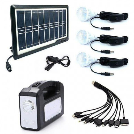TOATE PRODUSELE - Kit panou solar GDLITE-GD3 cu 3 becuri si lanterna inclusa