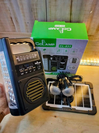 Kit Solar Radio FM, 2 Becuri, Lanterna, Bluetooth, Frecventa, Baterie Externa incarcare telefon, USB, TF card [1]