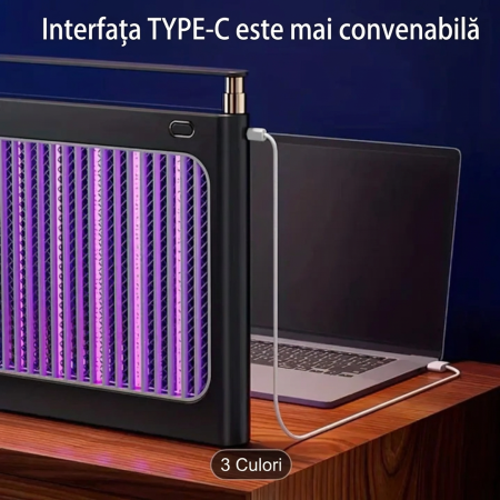 Lampa Anti Tantari UV Portabila 4000mAh, Incarcare Type-C, Silentioasa, Protectie IP54 [6]