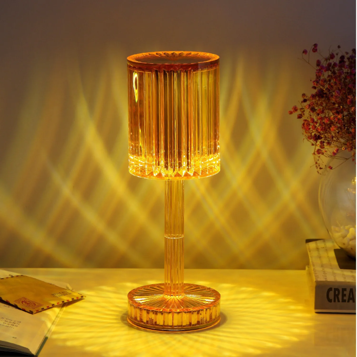 Lampa de masa wireless din cristal acrilic cu touch si incarcare prin usb [3]