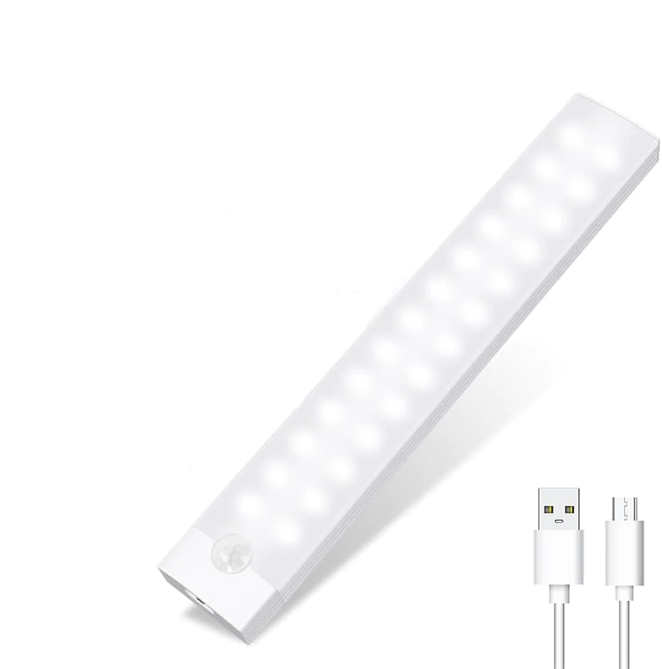 Lampa led cu senzor de miscare, suport magnetic, reincarcare prin USB, portabila, lumina rece, 20cm, 26 led