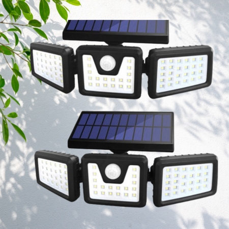 Lampa Solara de Exterior cu 3 capete, 74 LED-uri, Incarcare Solara Rapida, Autonomie 8-10 ore [4]