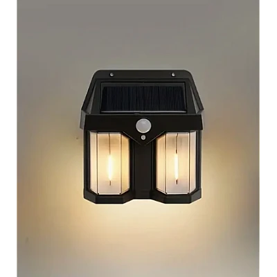 LAMPI SOLARE - Lampa solara de perete dubla cu Senzor de miscare si 3 moduri iluminare