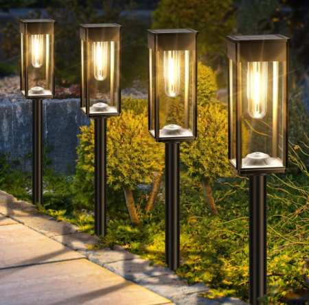 LAMPI SOLARE - Lampa Solara Retro pentru gradina, infigere in pamant, senzor de lumina, alb cald, 1000 mAh, timp lung de functionare