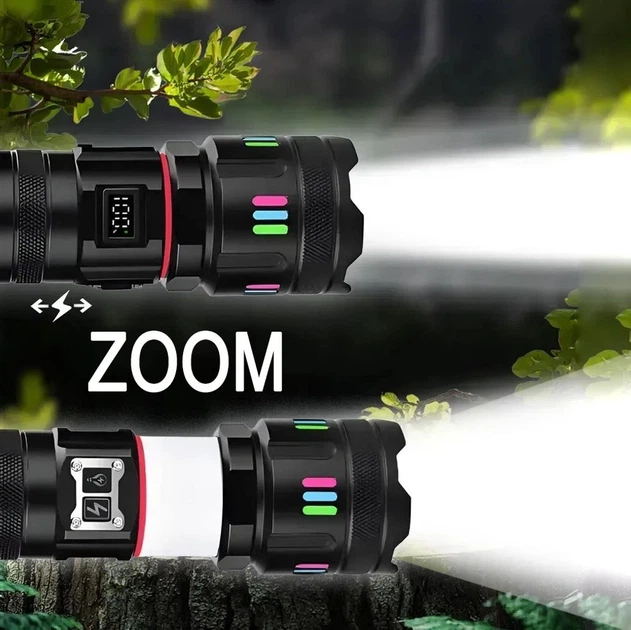 Lanterna puternica 3000M, Functie Baterie Externa, Acumulator 9000 mAh, Incarcare Type-C, Zoom, Lampa de Veghe Incorporata, G37Y [2]
