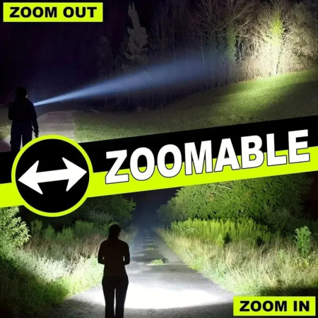 Lanterna Puternica 400M, Incarcare USB-C, Zoom 5x, 5 Moduri Iluminare, IPX6 [2]