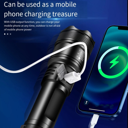 Lanterna Puternica 400M, Incarcare USB-C, Zoom 5x, 5 Moduri Iluminare, IPX6 [8]