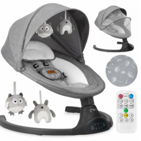 TOATE PRODUSELE - Leagan Balansoar Electric pentru bebe/copii, 5 moduri de unghi de balansare, 2 jucarii cu velcro, suport maxim 9 kg, Control Telecomanda si Telefon