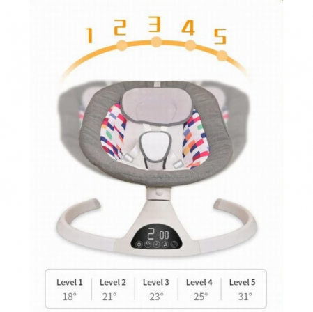 Leagan Balansoar Electric pentru bebe/copii, 5 moduri de unghi de balansare, 2 jucarii cu velcro, suport maxim 9 kg, Control Telecomanda si Telefon [10]