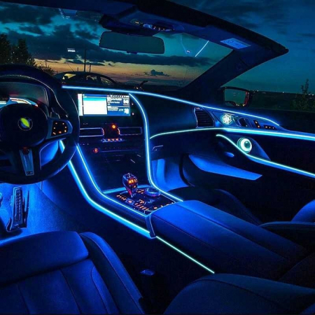 Lumina Ambientala fir Neon auto 2m, alimentare bricheta, Albastru [2]