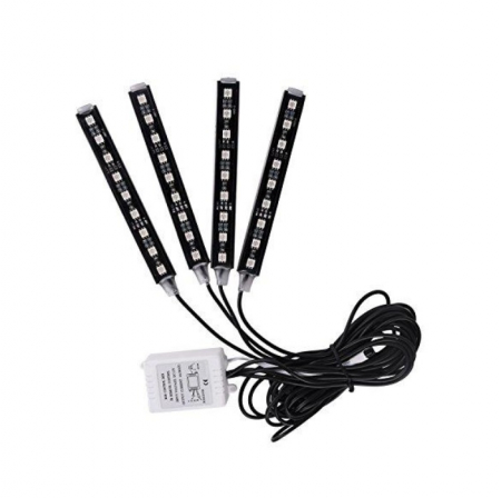 Lumini Ambientale Auto Kit 4 benzi LED RGB interior cu telecomanda [4]