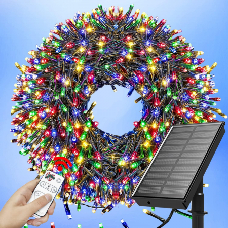 Lumini Led pentru Craciun cu Incarcare Solara pentru Exterior, Multicolor, Alb rece, Alb cald, Albastru [4]