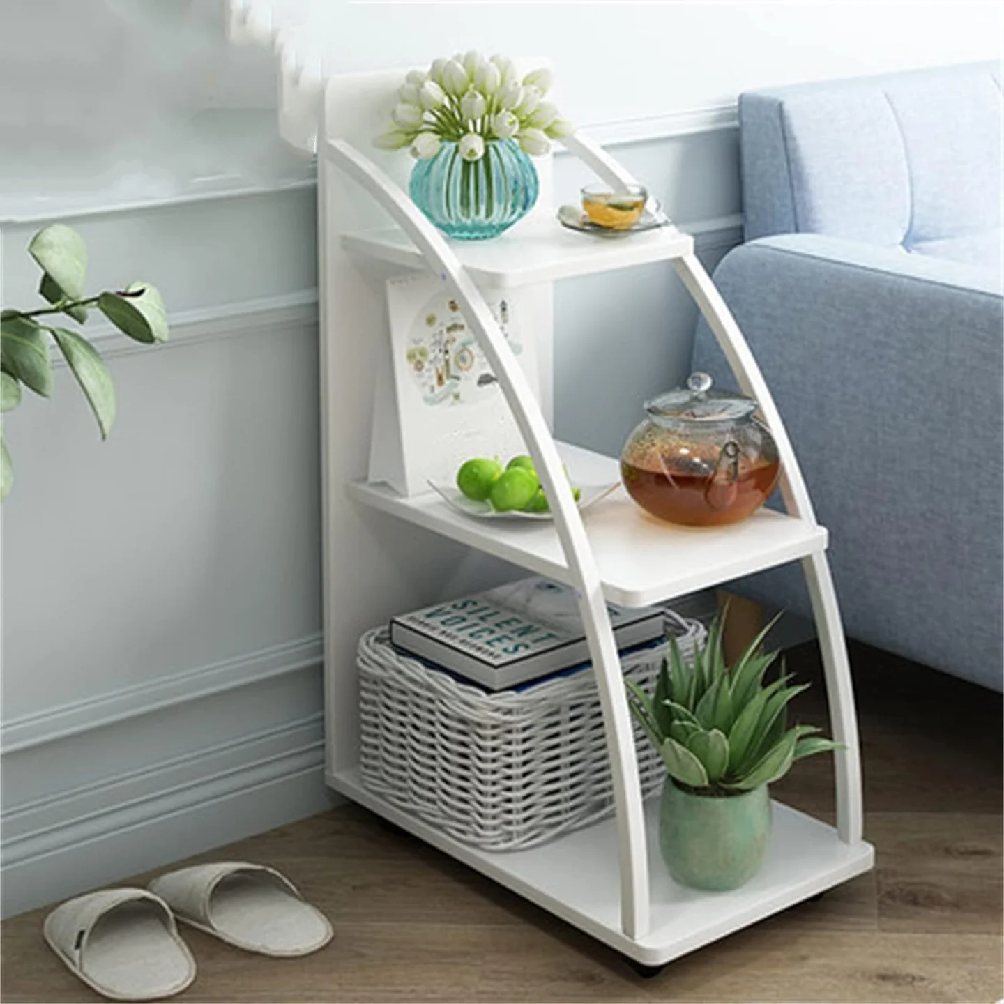 Masa Laterala pentru Canapea si Dormitor, tip Noptiera ingusta, Design Modern, Economisire Spatiu [1]