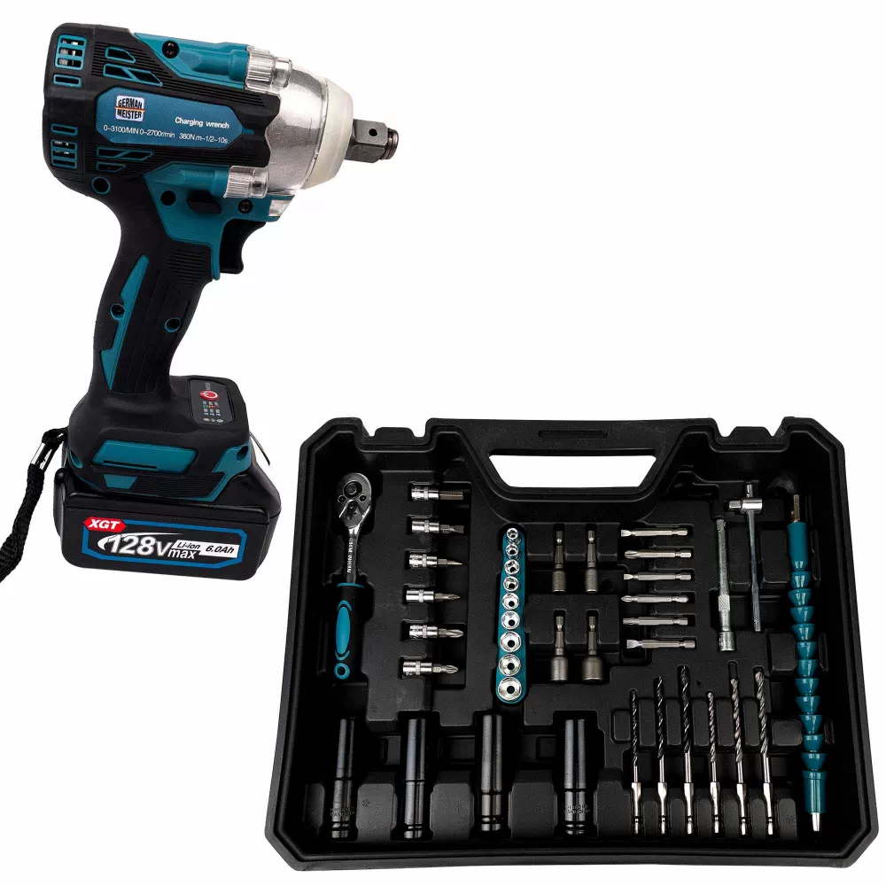 SCULE SI UNELTE - Masina de Impact si Insurubat German Meister cu 2 Acumulatori 24V, 6Ah + 38 Accesorii