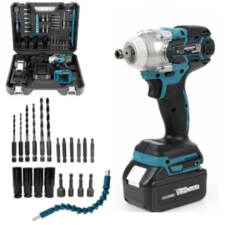 SCULE SI UNELTE - Masina de Insurubat cu Impact, 2 Acumulatori 48V, 550Nm, 43 de Accesorii, Cheie cu impact