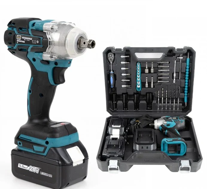 TOATE PRODUSELE - Masina de Insurubat cu Impact, 2 Acumulatori 48V, 550Nm, 43 de Accesorii, Cheie cu impact