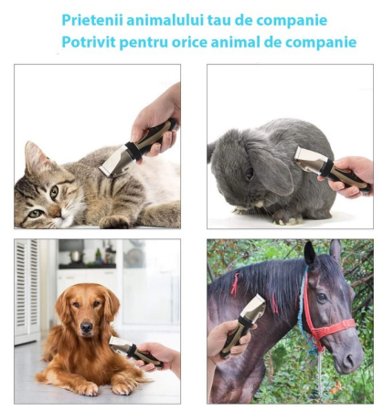 Masina de tuns caini, animale de companie, 5 in 1, Accesorii incluse, 4 Marimi, Foarfeca, cleste unghii, Acumulator inclus [1]