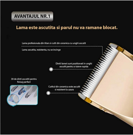 Masina de Tuns Caini si Pisici cu Acumulator, Reincarcabila USB, Accesorii, 4 Capete Reglabile, Foarfeca, Pieptan, Cleste unghii [4]