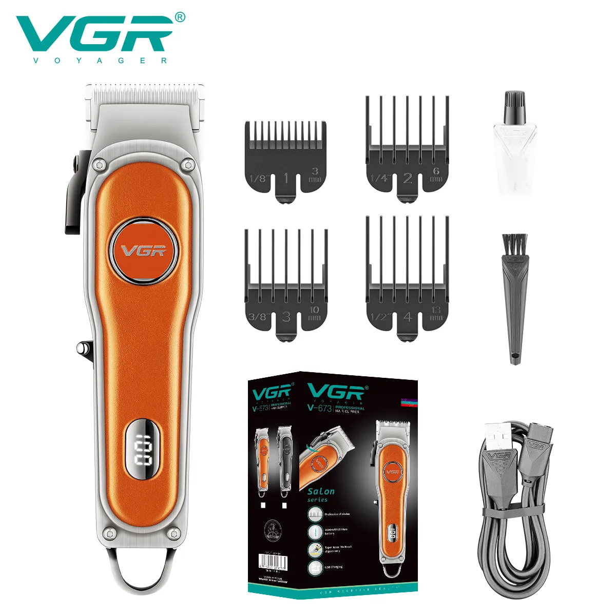 TOATE PRODUSELE - Masina de Tuns Profesionala design vintage, afisaj LED, VGR V-673