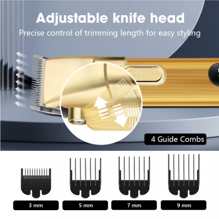 Masina de Tuns Profesionala Gemmy GM8030, Lame Inox, Ecran LCD, USB-C, Acumulator Li-Ion [2]