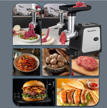 Masina Electrica de Tocat Carne, Putere 1000W, Functie Reverse, Accesorii Carnati si Kebbe, Silver Love [2]