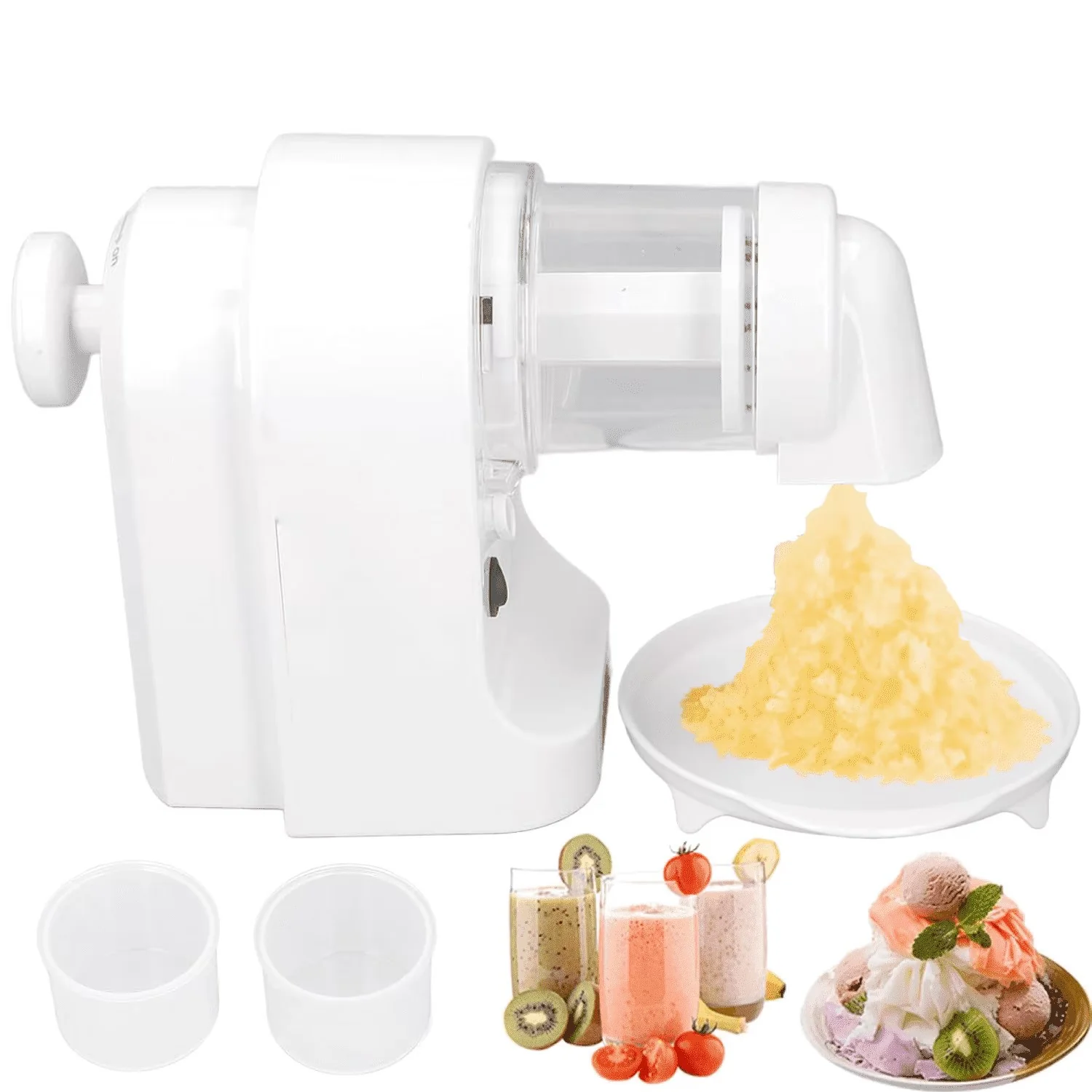 ARTICOLE BUCATARIE - Masina Electrica pentru Gheata Rasa USB 20W – Aparat Zdrobit Gheata cu Lame din Otel Inoxidabil, Set cu 2 Cupe si Tava Colectare