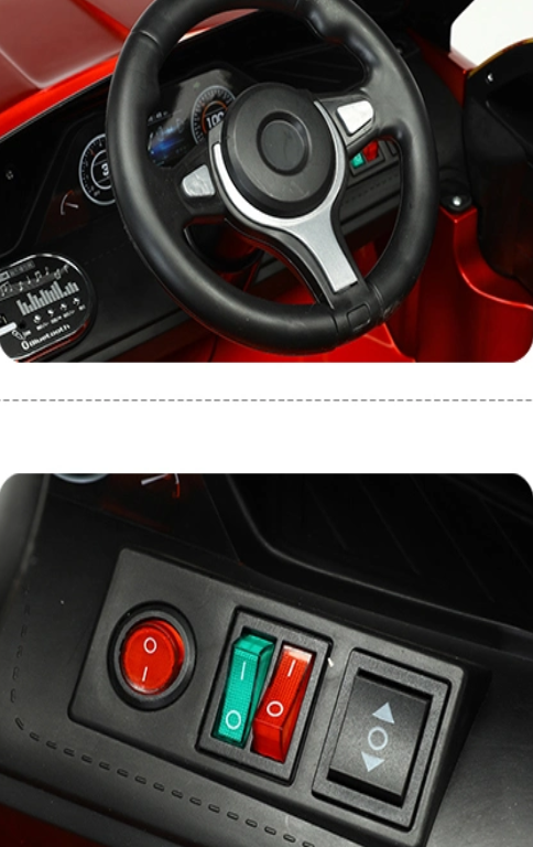 Masinuta electrica BMW I7, pentru copii, 12V, 2 motoare, lumini si sunete, Rosie/Alba/Galbena [2]