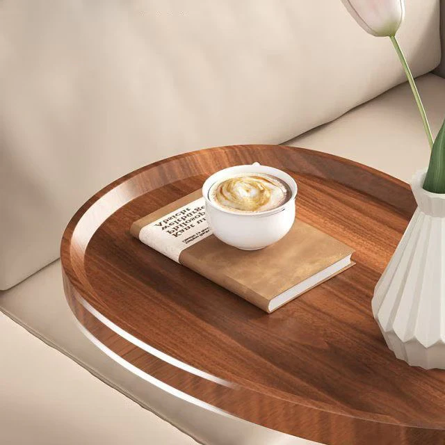 Masuta de cafea design nordic cu picior metalic, maro, 40x30x70cm [1]