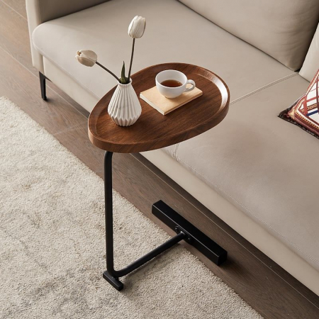 ORGANIZARE & DEPOZITARE - Masuta de cafea design nordic cu picior metalic, maro, 40x30x70cm