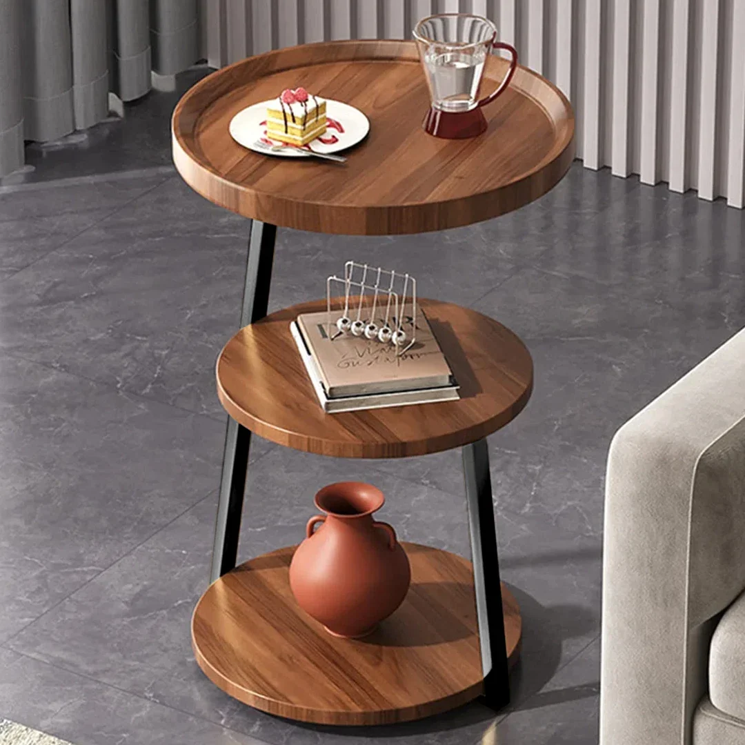 TOATE PRODUSELE - Masuta de cafea pentru living cu 3 polite rotunde, MDF, 62cm, negru/wenge