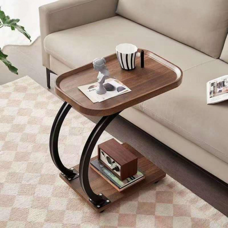 TOATE PRODUSELE - Masuta de cafea pentru living, design nordic, cu 2 niveluri, cu roti 52x34x60cm