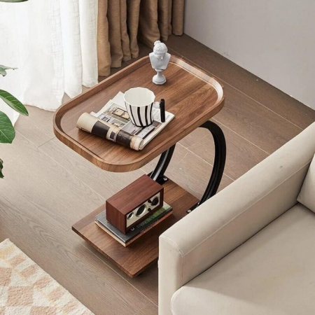 Masuta de cafea pentru living, design nordic, cu 2 niveluri, cu roti 52x34x60cm [1]