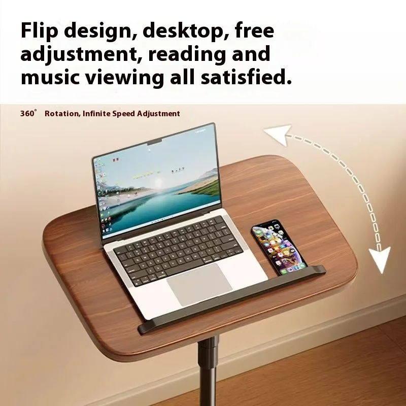 Masuta de Cafea Reglabila pe Inaltime cu Blat Rotativ, Masa Laptop Multifunctionala, MDF, Cadru Metalic Stabil [5]