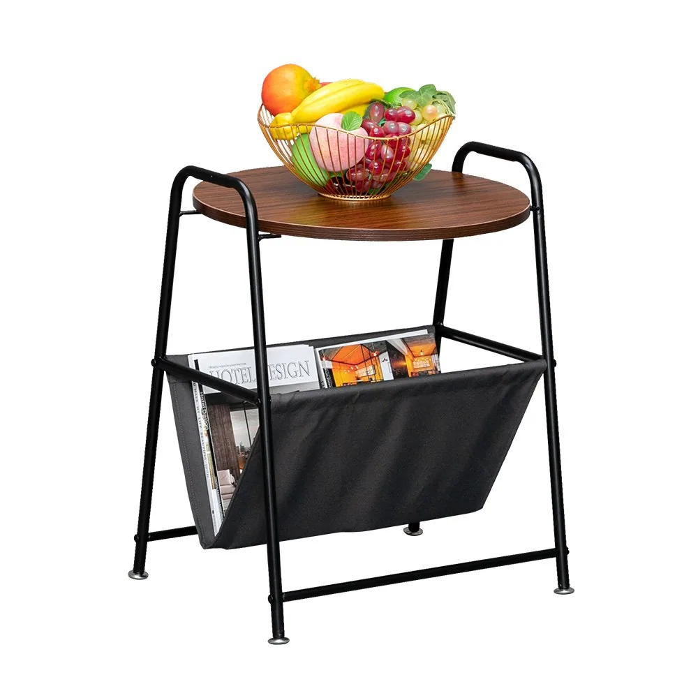 Masuta moderna cu spatiu depozitare, blat lemn si cadru metalic, 60 cm [3]