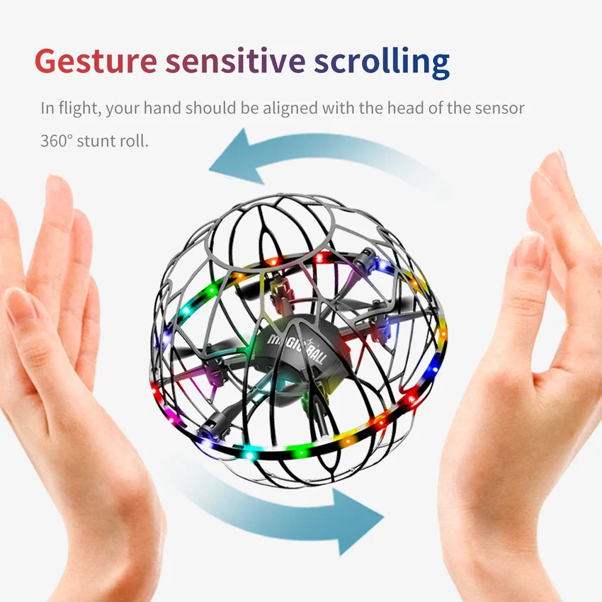 Minge Zburatoare Interactiva cu LED Multicolor, Drona OZN cu Senzori Infrarosu, Control Telecomanda, Rotire 360°, Incărcare USB [6]