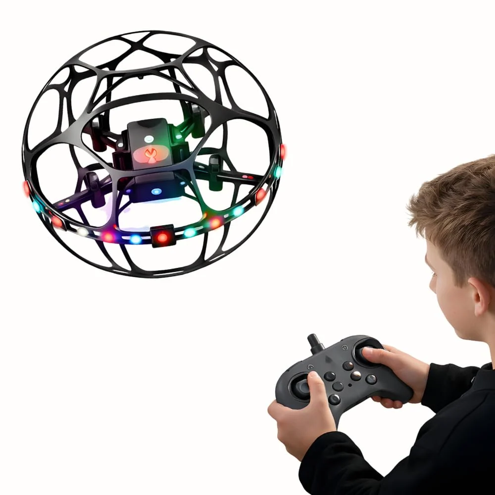 Minge Zburatoare Interactiva cu LED Multicolor, Drona OZN cu Senzori Infrarosu, Control Telecomanda, Rotire 360°, Incărcare USB [7]