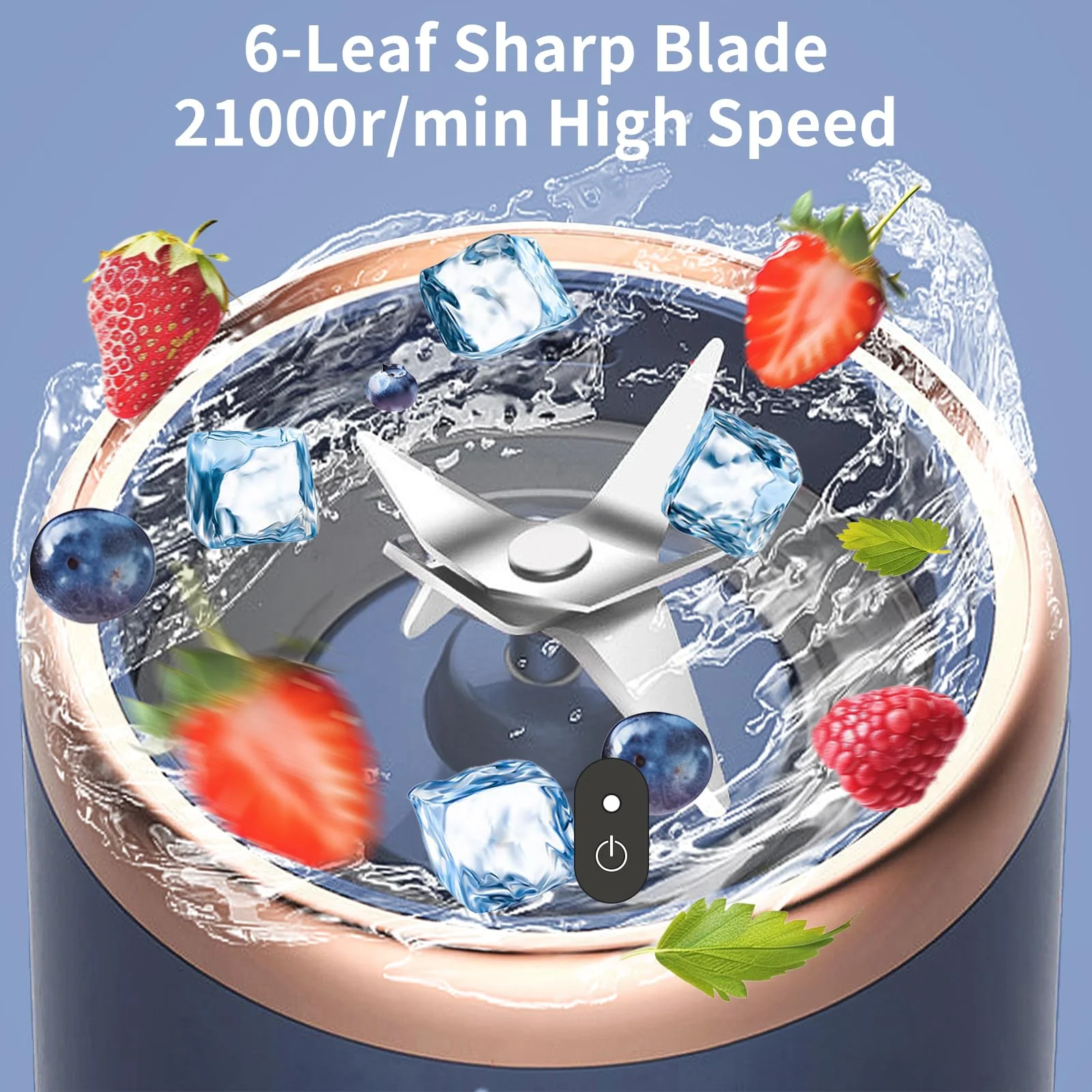 Mini Blender Portabil Electric, Cu Acumulator, 2 Recipiente, 6 Lame 3D, 300 ml, 40W, Capac Inclus [2]