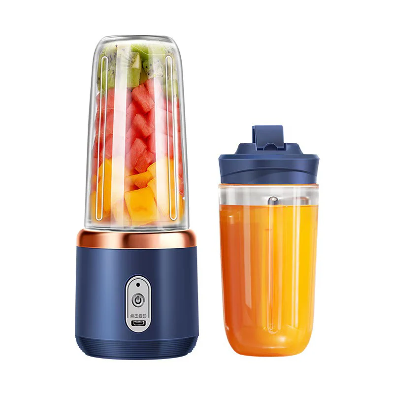 Mini Blender Portabil Electric, Cu Acumulator, 2 Recipiente, 6 Lame 3D, 300 ml, 40W, Capac Inclus [9]
