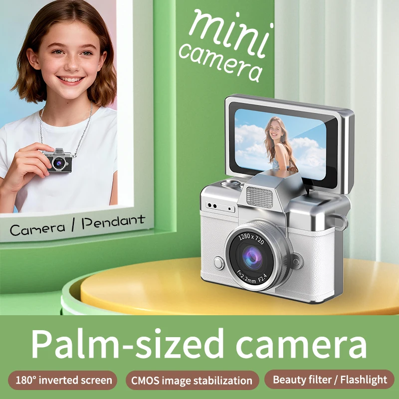 Mini Camera Foto Digitala Retro, Foto si Video Full HD, Ecran Flip 180°, Blitz Integrat, Ultra Portabila [2]