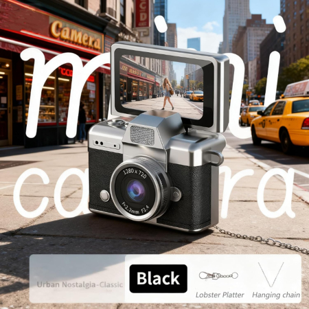 Mini Camera Foto Digitala Retro, Foto si Video Full HD, Ecran Flip 180°, Blitz Integrat, Ultra Portabila [9]