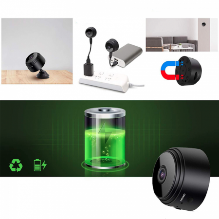Mini Camera Supraveghere, WiFi, 1080p, Full HD, Suport magnetic [2]
