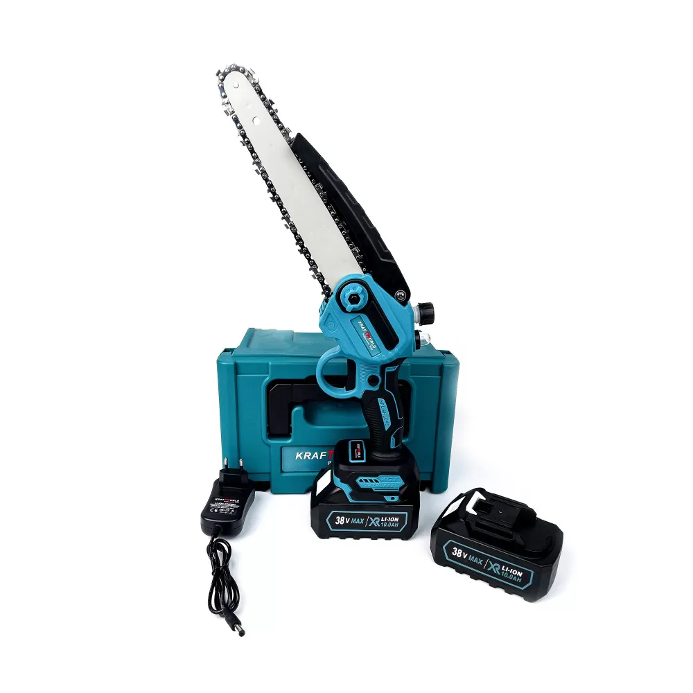 TOATE PRODUSELE - Mini Fierastrau KraftRoyal cu 2 Acumulatori, 36V, 8 AH, Lama 20 CM, Sistem ungere lant
