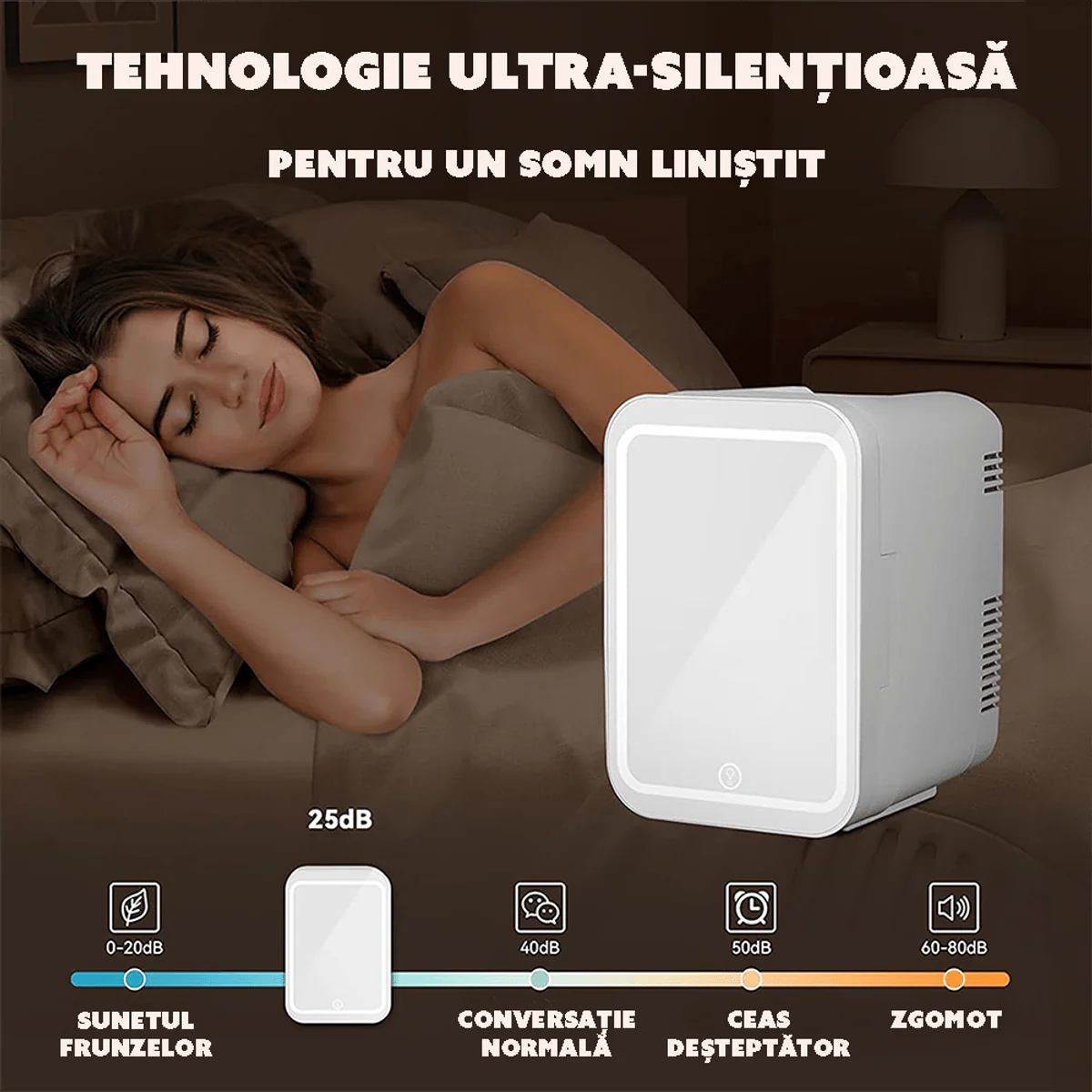 Mini Frigider pentru Cosmetice 4L cu Oglindă LED, Răcire și Încălzire, Alimentare 12V / 220V [6]