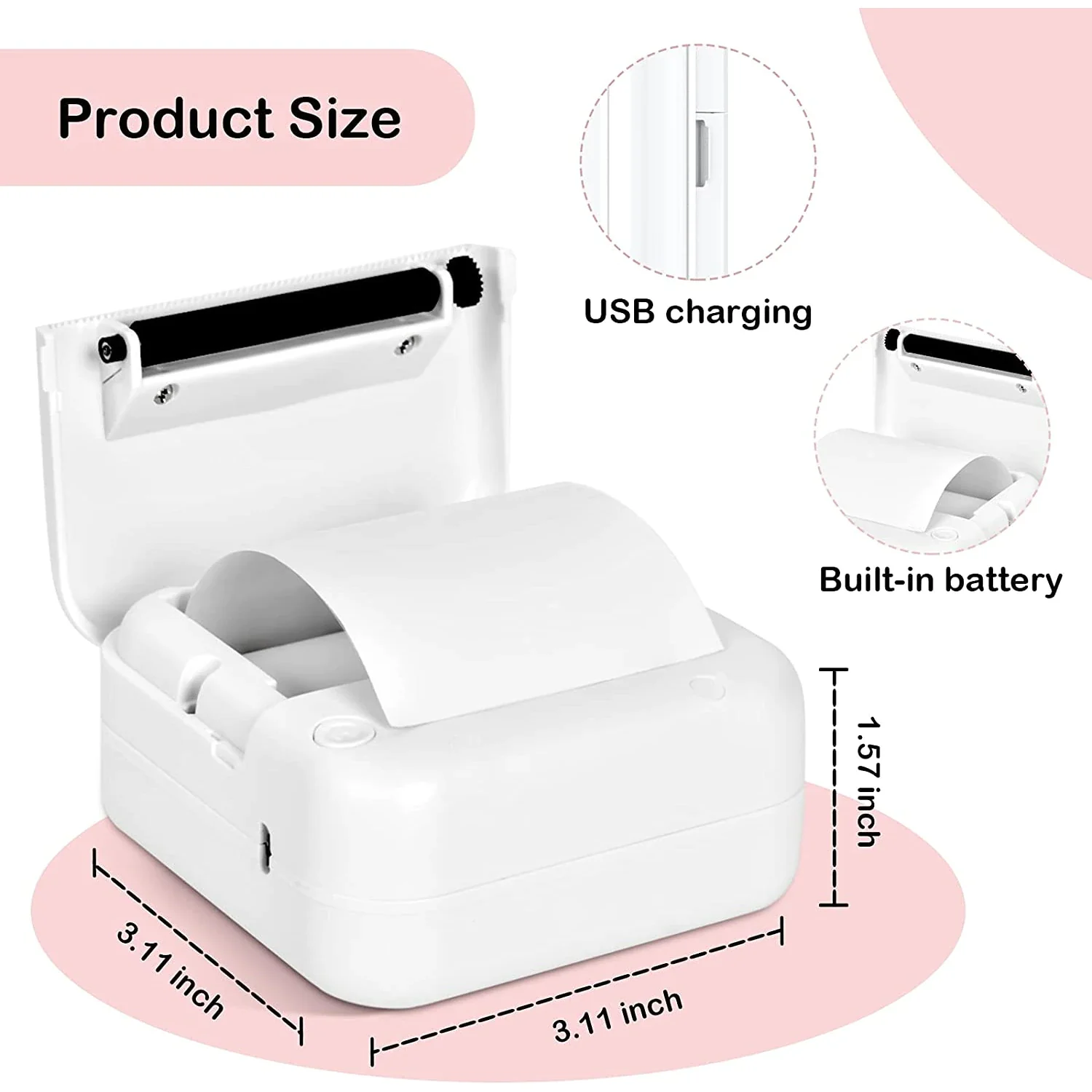 Mini Imprimanta termica portabila pentru telefon, 1 rola inclusa [9]