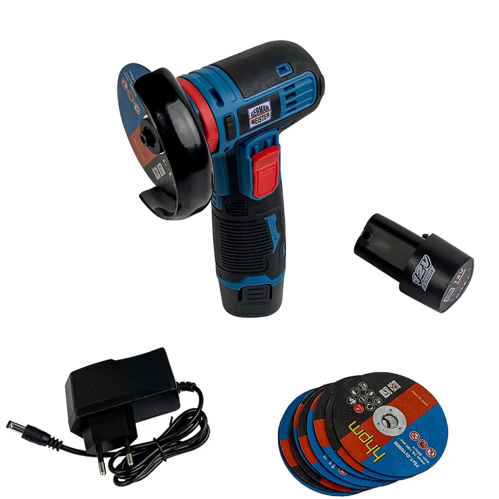 Mini polizor German Meister, 2 acumulatori 12V, 10 Panze de rezerva [1]