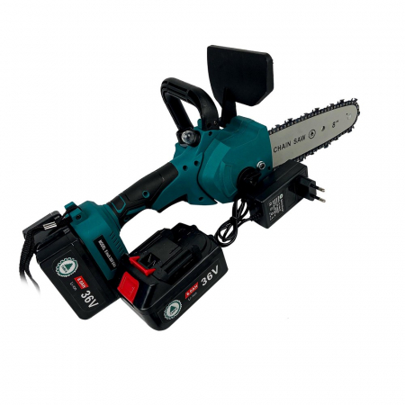 Mini fierastrau Wertcraft EDN Profesional, 2 acumulatori, 48 V, 8Ah,  rezervor ulei, afisaj led, sistem ungere lant, lama 20 cm