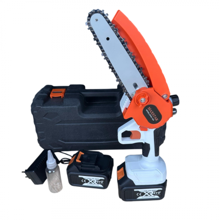 TOATE PRODUSELE - Minidrujba Maxstar 21V 10AH cu 2 acumulatori, Sistem ungere lant, lama 15cm, cutie depozitare