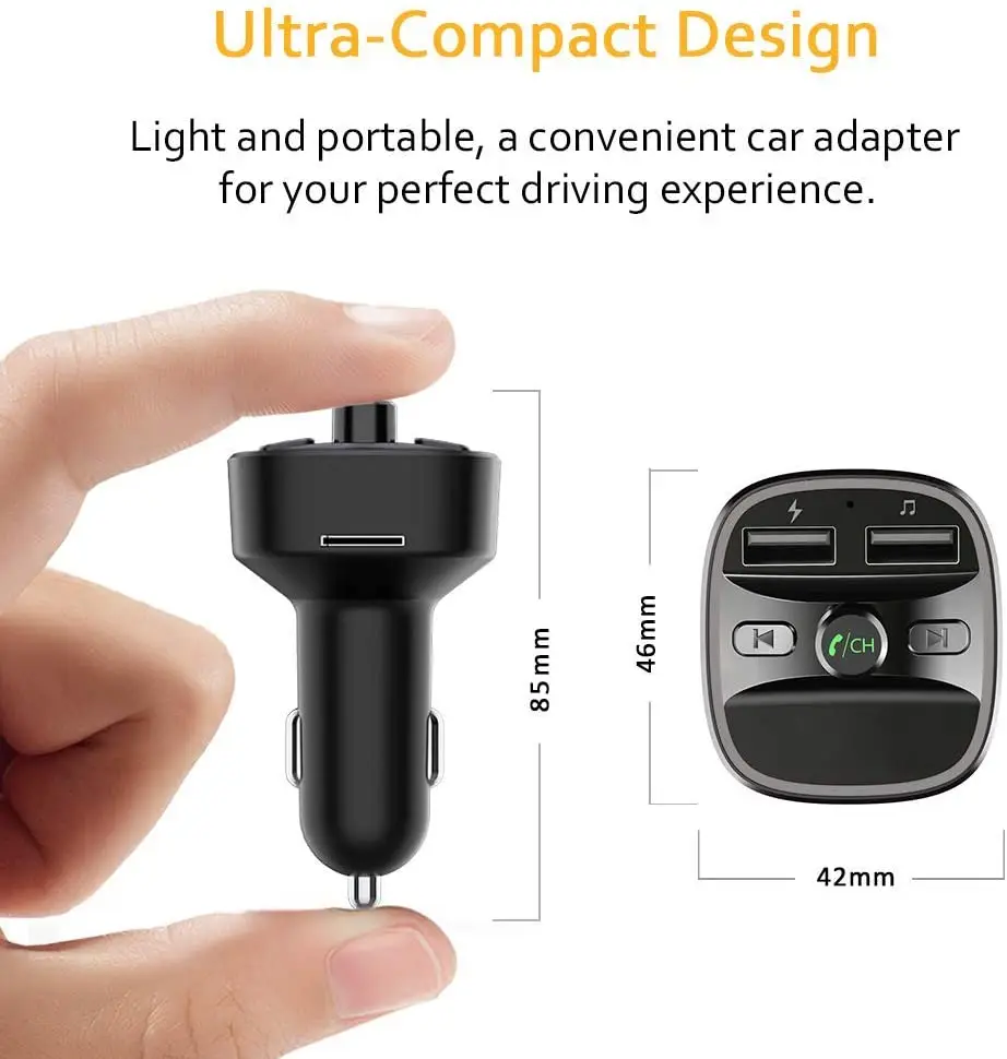 Modulator auto Q1, cu Bluetooth, Led, Fast Charge, 2 x USB Incarcare telefon si Conectare Stick, Player MP3, Hands Free [6]