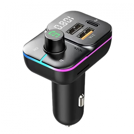 AUTO - Modulator FM auto Bluetooth, C24S, lumina ambientala, incarcare rapidă, apeluri hands-free, transmisie FM